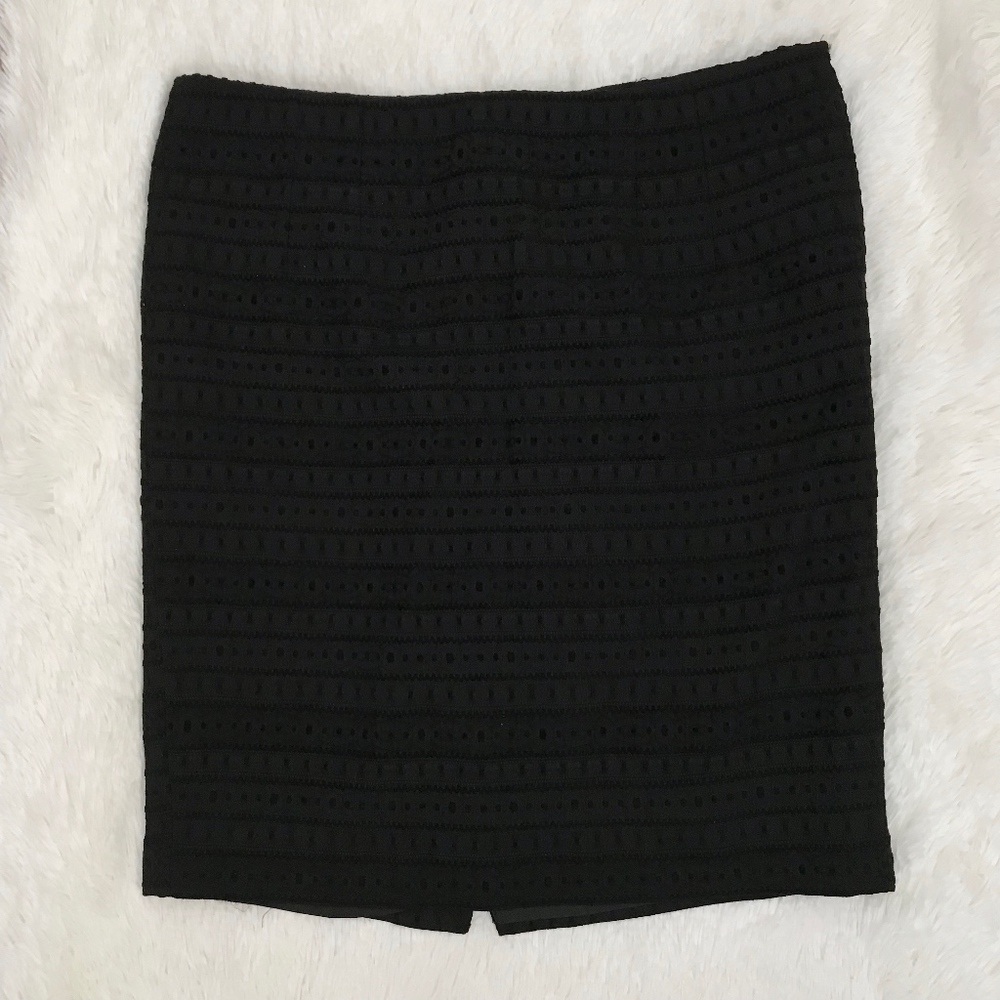 Josephine Chaus Black Eyelet Skirt Size 14